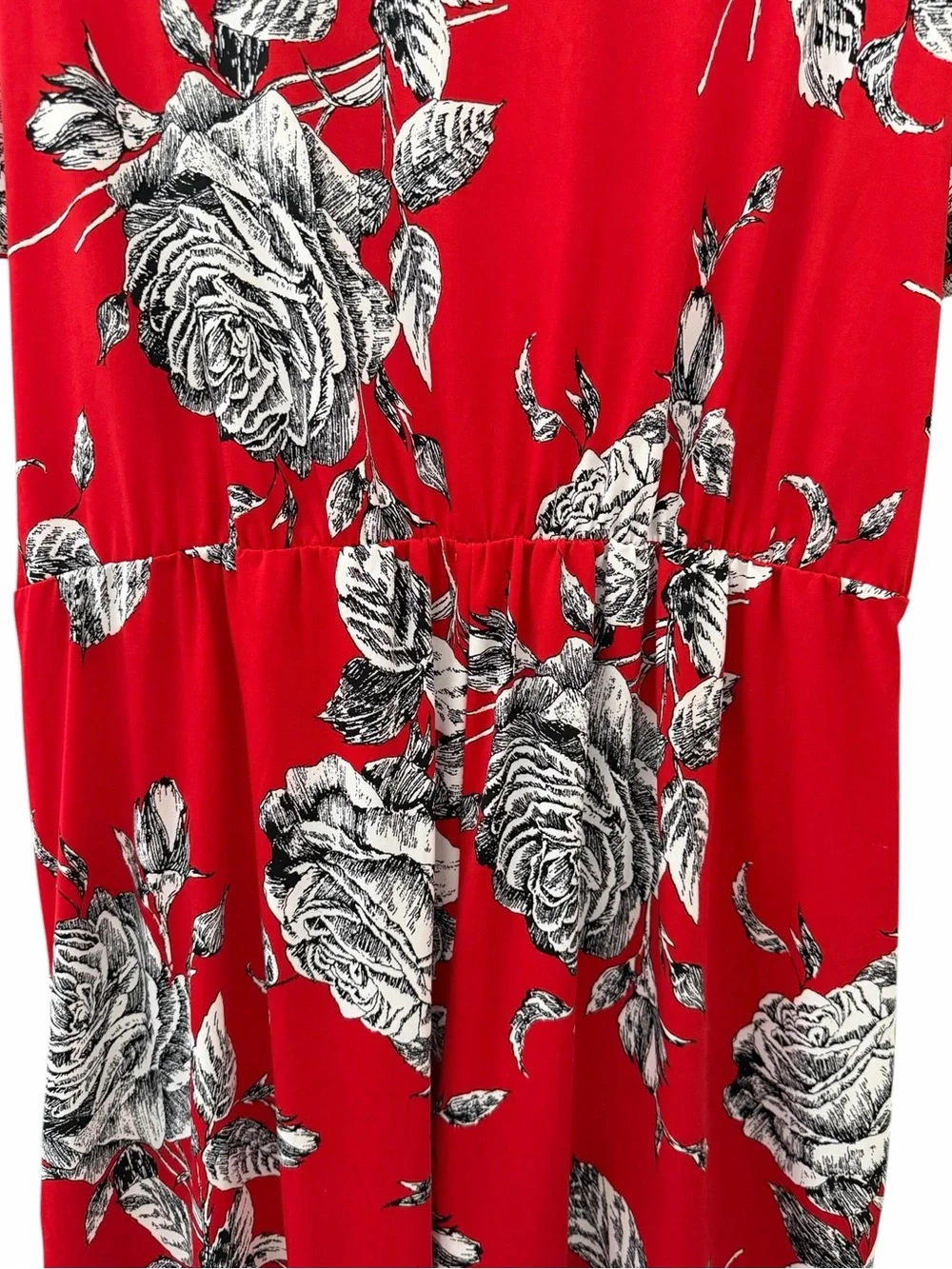 Shelby & Palmer Faux Wrap Romper Womens Sz 3X Red Black White Floral Surplice